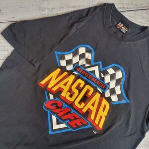 Vintage Nascar Cafe Myrtle Beach Graphic Single Stitch Black T-Shirt Size XL